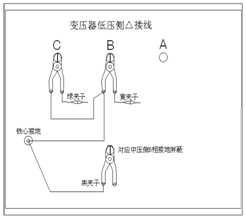 變壓器繞組變形測(cè)試儀△形測(cè)量C相接線示意圖