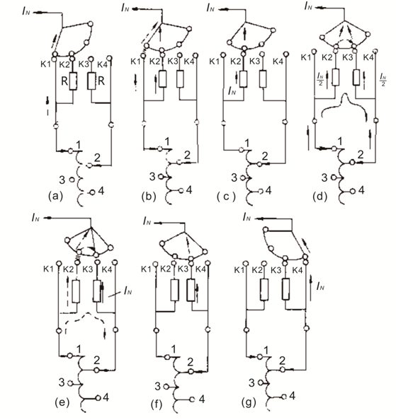 變壓器有載開關(guān)測試儀開關(guān)動作原理圖