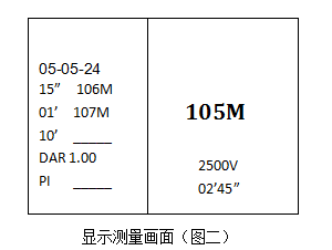 水內冷發電機絕緣測試儀顯示測量畫面