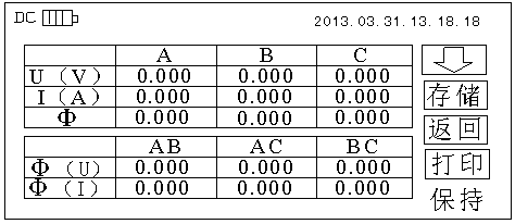 三相相位伏安表查閱功能中查看數據