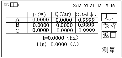 三相相位伏安表測量功能界面