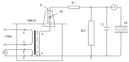 油浸式試驗變壓器高壓直流泄漏試驗接線圖